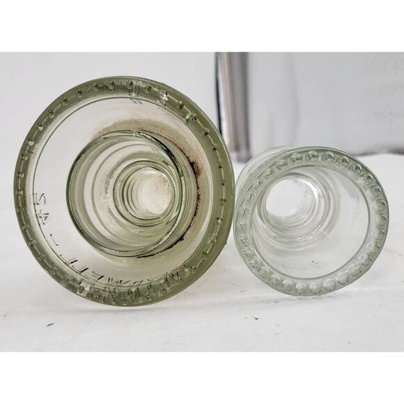 Lot of 2 - Hemingray 9 and Maydwell 42 Clear Glass Telegraph Insulators VINTAGE - Picture 2 of 8